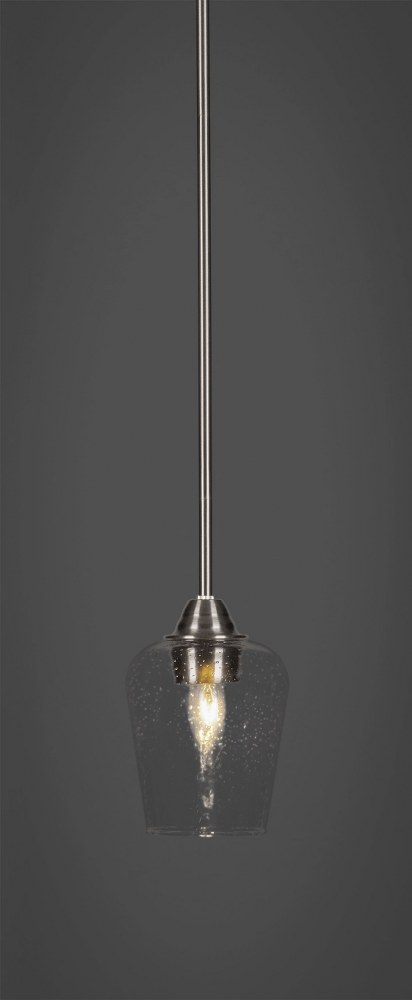 Toltec Lighting-3401-BN-210-Paramount - 1 Light Mini Pendant-10.5 Inches Tall and 5 Inches Wide Brushed Nickel Clear Bubble Paramount - 1 Light Mini Pendant-10.5 Inches Tall and 5 Inches Wide