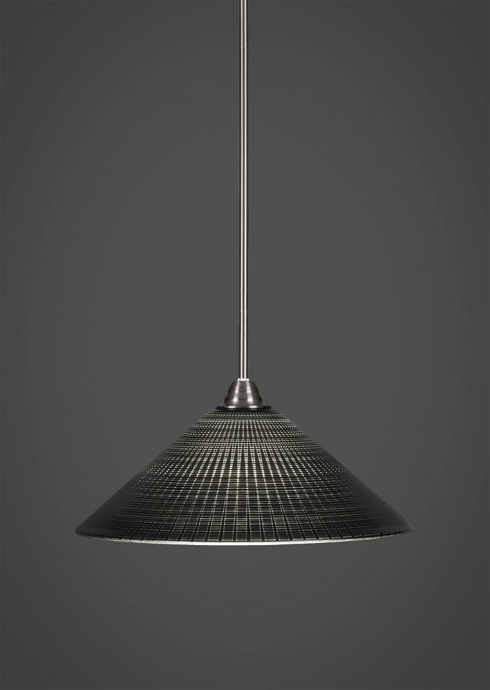 Toltec Lighting-3401-BN-4019-Paramount - 1 Light Pendant-10 Inches Tall and 16 Inches Wide Brushed Nickel Black Matrix Paramount - 1 Light Pendant-10 Inches Tall and 16 Inches Wide