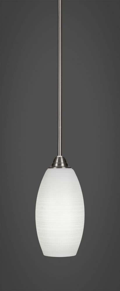 Toltec Lighting-3401-BN-4041-Paramount - 1 Light Mini Pendant-13.5 Inches Tall and 5.5 Inches Wide Brushed Nickel White Matrix Paramount - 1 Light Mini Pendant-13.5 Inches Tall and 5.5 Inches Wide