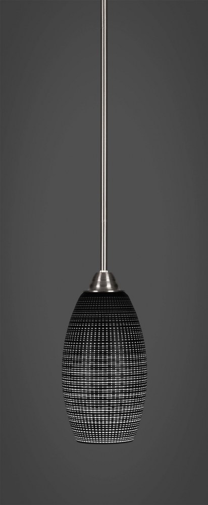 Toltec Lighting-3401-BN-4049-Paramount - 1 Light Mini Pendant-13.5 Inches Tall and 5.5 Inches Wide Brushed Nickel Black Matrix Paramount - 1 Light Mini Pendant-13.5 Inches Tall and 5.5 Inches Wide