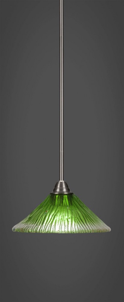 Toltec Lighting-3401-BN-437-Paramount - 1 Light Mini Pendant-8.25 Inches Tall and 10 Inches Wide Brushed Nickel Kiwi Green Crystal Paramount - 1 Light Mini Pendant-8.25 Inches Tall and 10 Inches Wide