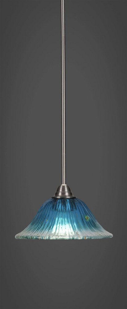 Toltec Lighting-3401-BN-438-Paramount - 1 Light Mini Pendant-8.25 Inches Tall and 10 Inches Wide Brushed Nickel Teal Crystal Paramount - 1 Light Mini Pendant-8.25 Inches Tall and 10 Inches Wide