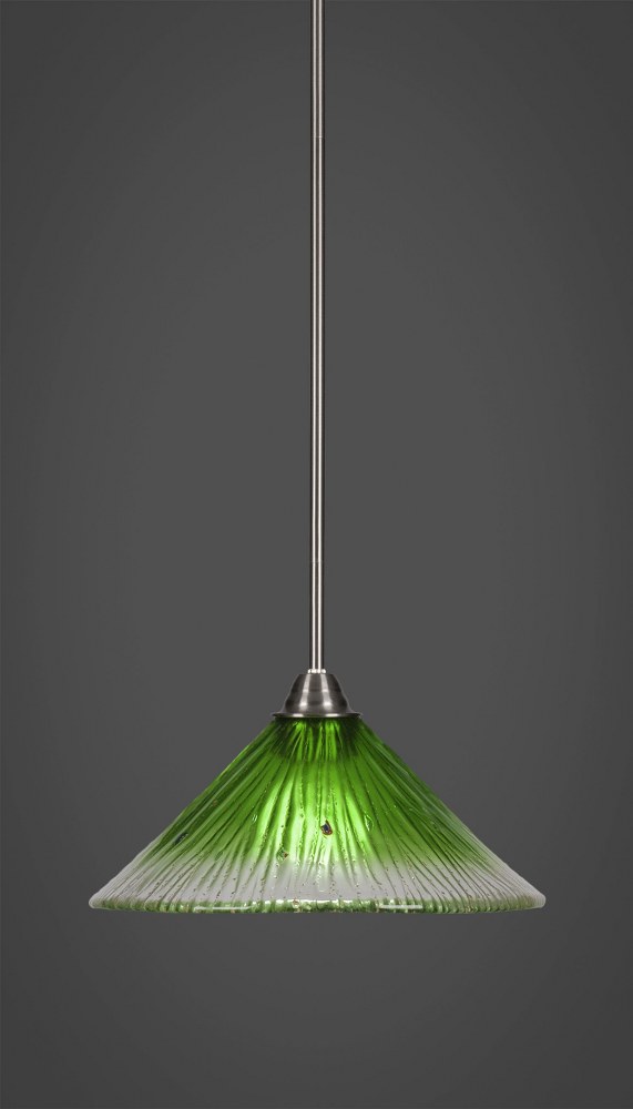 Toltec Lighting-3401-BN-447-Paramount - 1 Light Pendant-9.75 Inches Tall and 12 Inches Wide Brushed Nickel Kiwi Green Crystal Paramount - 1 Light Pendant-9.75 Inches Tall and 12 Inches Wide