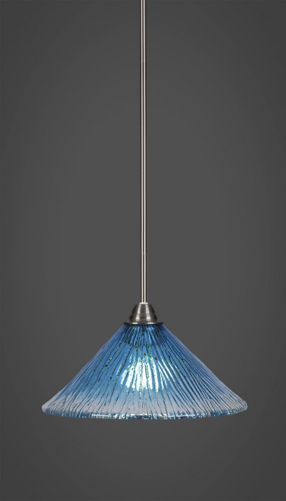 Toltec Lighting-3401-BN-448-Paramount - 1 Light Pendant-9.75 Inches Tall and 12 Inches Wide Brushed Nickel Teal Crystal Paramount - 1 Light Pendant-9.75 Inches Tall and 12 Inches Wide