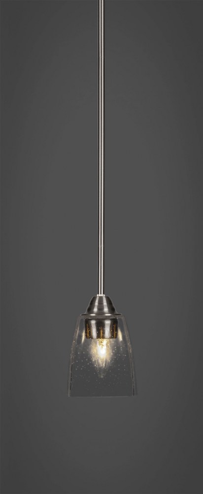 Toltec Lighting-3401-BN-461-Paramount - 1 Light Mini Pendant-9.5 Inches Tall and 4.5 Inches Wide Brushed Nickel Clear Bubble Paramount - 1 Light Mini Pendant-9.5 Inches Tall and 4.5 Inches Wide