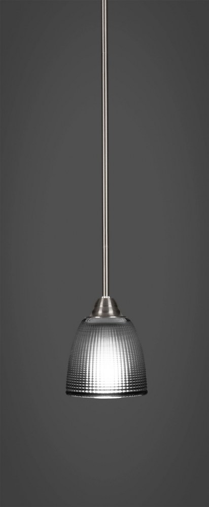 Toltec Lighting-3401-BN-500-Paramount - 1 Light Mini Pendant-9 Inches Tall and 5 Inches Wide Brushed Nickel Clear Ribbed Paramount - 1 Light Mini Pendant-9 Inches Tall and 5 Inches Wide