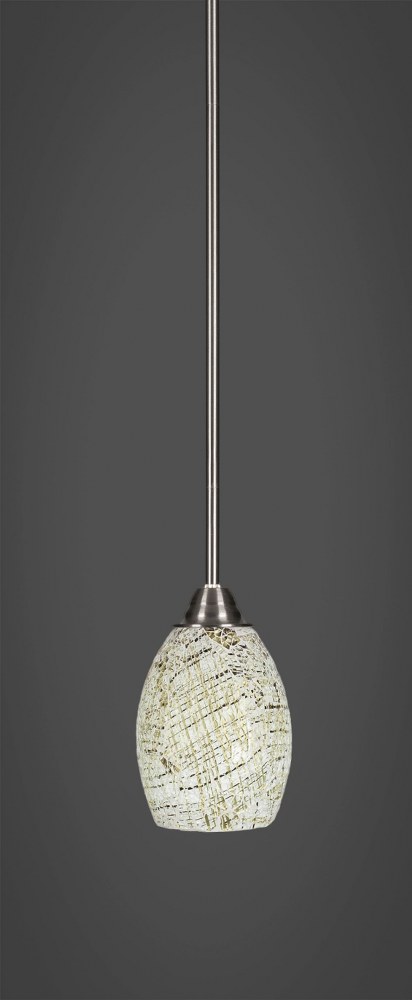 Toltec Lighting-3401-BN-5054-Paramount - 1 Light Mini Pendant-10.5 Inches Tall and 5 Inches Wide Brushed Nickel Natural Fusion Paramount - 1 Light Mini Pendant-10.5 Inches Tall and 5 Inches Wide