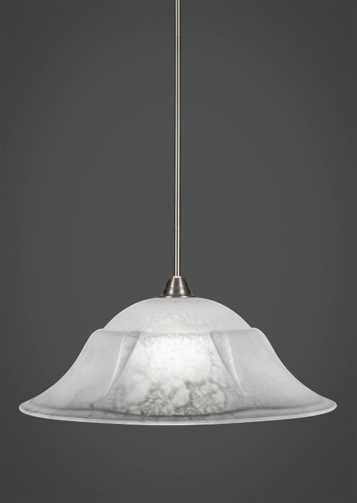 Toltec Lighting-3401-BN-53815-Paramount - 1 Light Pendant-11.5 Inches Tall and 20 Inches Wide Brushed Nickel White Marble Paramount - 1 Light Pendant-11.5 Inches Tall and 20 Inches Wide