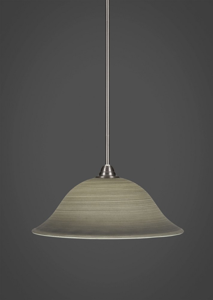 Toltec Lighting-3401-BN-602-Paramount - 1 Light Pendant-10.25 Inches Tall and 16 Inches Wide Brushed Nickel Gray Linen Paramount - 1 Light Pendant-10.25 Inches Tall and 16 Inches Wide