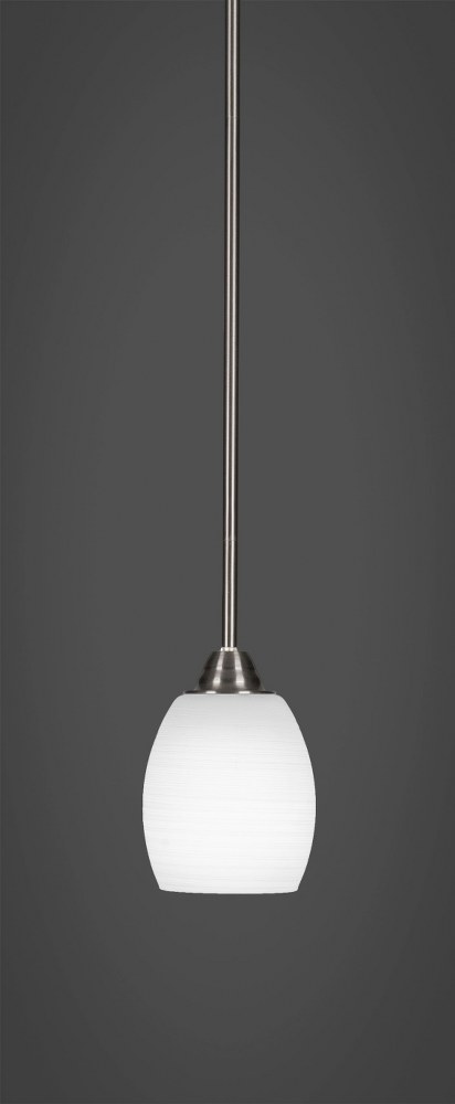 Toltec Lighting-3401-BN-615-Paramount - 1 Light Mini Pendant-10 Inches Tall and 5 Inches Wide Brushed Nickel White Linen Paramount - 1 Light Mini Pendant-10 Inches Tall and 5 Inches Wide