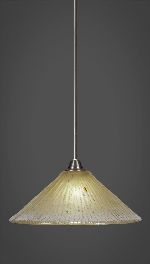 Toltec Lighting-3401-BN-710-Paramount - 1 Light Pendant-10.5 Inches Tall and 16 Inches Wide Brushed Nickel Amber Crystal Paramount - 1 Light Pendant-10.5 Inches Tall and 16 Inches Wide