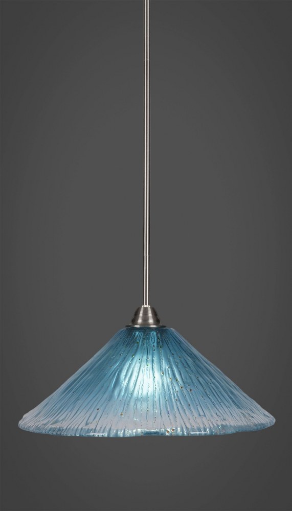 Toltec Lighting-3401-BN-715-Paramount - 1 Light Pendant-10.5 Inches Tall and 16 Inches Wide Brushed Nickel Teal Crystal Paramount - 1 Light Pendant-10.5 Inches Tall and 16 Inches Wide