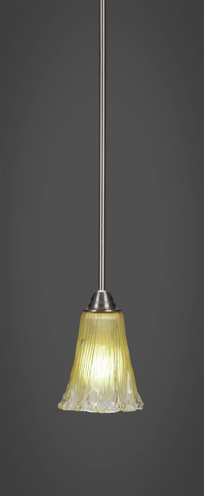 Toltec Lighting-3401-BN-720-Paramount - 1 Light Mini Pendant-10.5 Inches Tall and 5.5 Inches Wide Brushed Nickel Amber Crystal Paramount - 1 Light Mini Pendant-10.5 Inches Tall and 5.5 Inches Wide