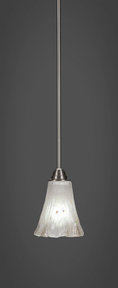 Toltec Lighting-3401-BN-721-Paramount - 1 Light Mini Pendant-10.5 Inches Tall and 5.5 Inches Wide Brushed Nickel Frosted Crystal Paramount - 1 Light Mini Pendant-10.5 Inches Tall and 5.5 Inches Wide