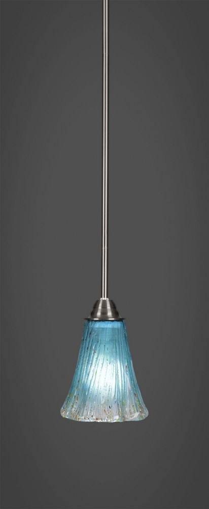 Toltec Lighting-3401-BN-725-Paramount - 1 Light Mini Pendant-10.5 Inches Tall and 5.5 Inches Wide Brushed Nickel Teal Crystal Paramount - 1 Light Mini Pendant-10.5 Inches Tall and 5.5 Inches Wide