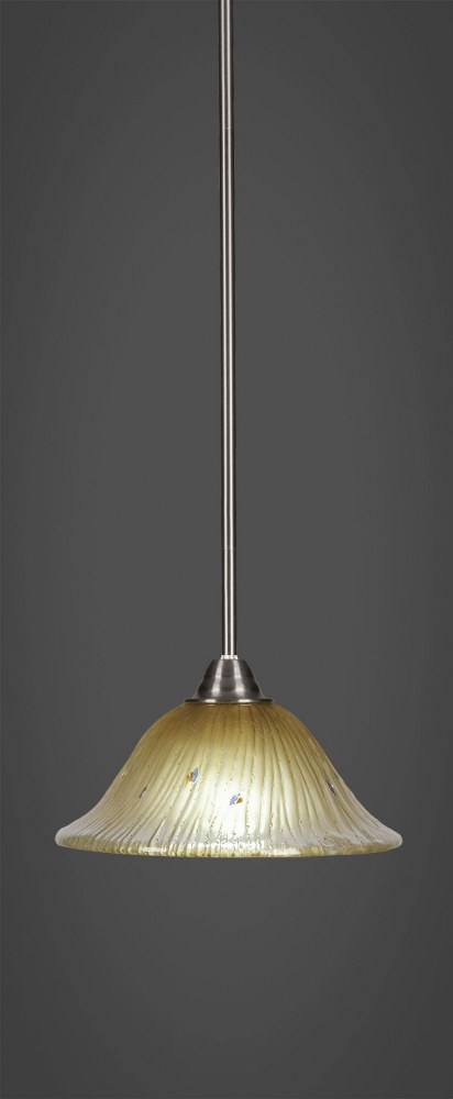 Toltec Lighting-3401-BN-730-Paramount - 1 Light Mini Pendant-8.5 Inches Tall and 10 Inches Wide Brushed Nickel Amber Crystal Paramount - 1 Light Mini Pendant-8.5 Inches Tall and 10 Inches Wide