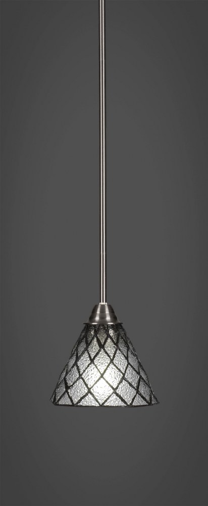 Toltec Lighting-3401-BN-9185-Paramount - 1 Light Mini Pendant-9.25 Inches Tall and 7 Inches Wide Brushed Nickel Diamond Ice Art Paramount - 1 Light Mini Pendant-9.25 Inches Tall and 7 Inches Wide