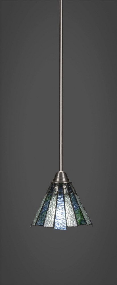 Toltec Lighting-3401-BN-9325-Paramount - 1 Light Mini Pendant-9.25 Inches Tall and 7 Inches Wide Brushed Nickel Sea Ice Art Paramount - 1 Light Mini Pendant-9.25 Inches Tall and 7 Inches Wide