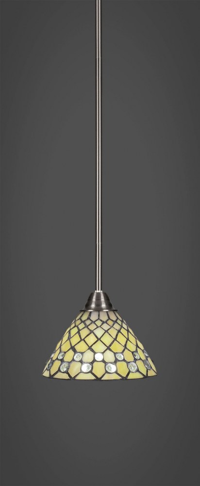 Toltec Lighting-3401-BN-9415-Paramount - 1 Light Mini Pendant-8.5 Inches Tall and 7 Inches Wide Brushed Nickel Starlight Art Paramount - 1 Light Mini Pendant-8.5 Inches Tall and 7 Inches Wide