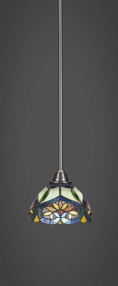 Toltec Lighting-3401-BN-9425-Paramount - 1 Light Mini Pendant-8.5 Inches Tall and 7 Inches Wide Brushed Nickel Pavo Art Paramount - 1 Light Mini Pendant-8.5 Inches Tall and 7 Inches Wide