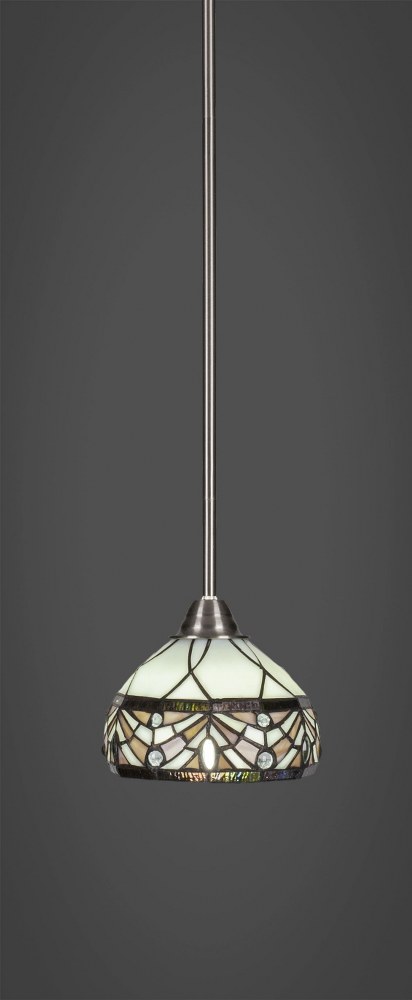 Toltec Lighting-3401-BN-9485-Paramount - 1 Light Mini Pendant-8.75 Inches Tall and 7 Inches Wide Brushed Nickel Royal Merlot Art Paramount - 1 Light Mini Pendant-8.75 Inches Tall and 7 Inches Wide