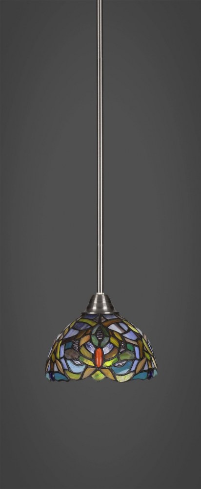 Toltec Lighting-3401-BN-9905-Paramount - 1 Light Mini Pendant-8.5 Inches Tall and 7 Inches Wide Brushed Nickel Kaleidoscope Art Paramount - 1 Light Mini Pendant-8.5 Inches Tall and 7 Inches Wide