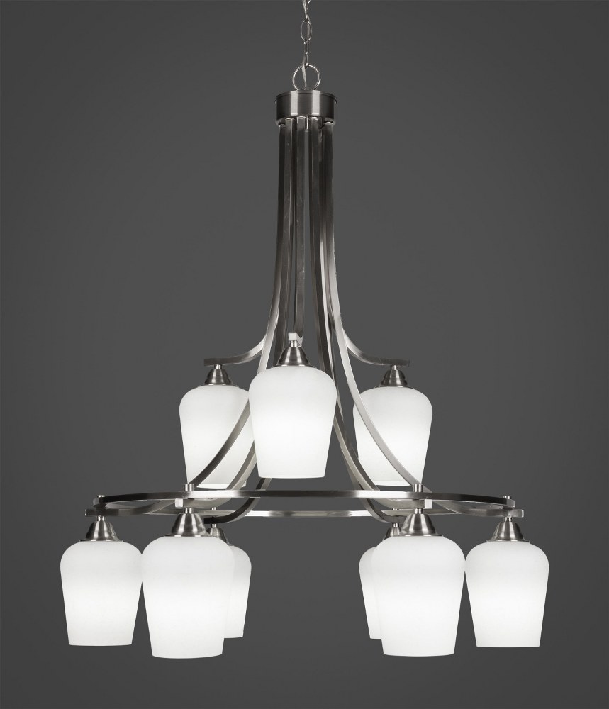 Toltec Lighting-3419-BN-211-Paramount - 9 Light Chandelier-36.5 Inches Tall and 30 Inches Wide Brushed Nickel White Muslin Paramount - 9 Light Chandelier-36.5 Inches Tall and 30 Inches Wide