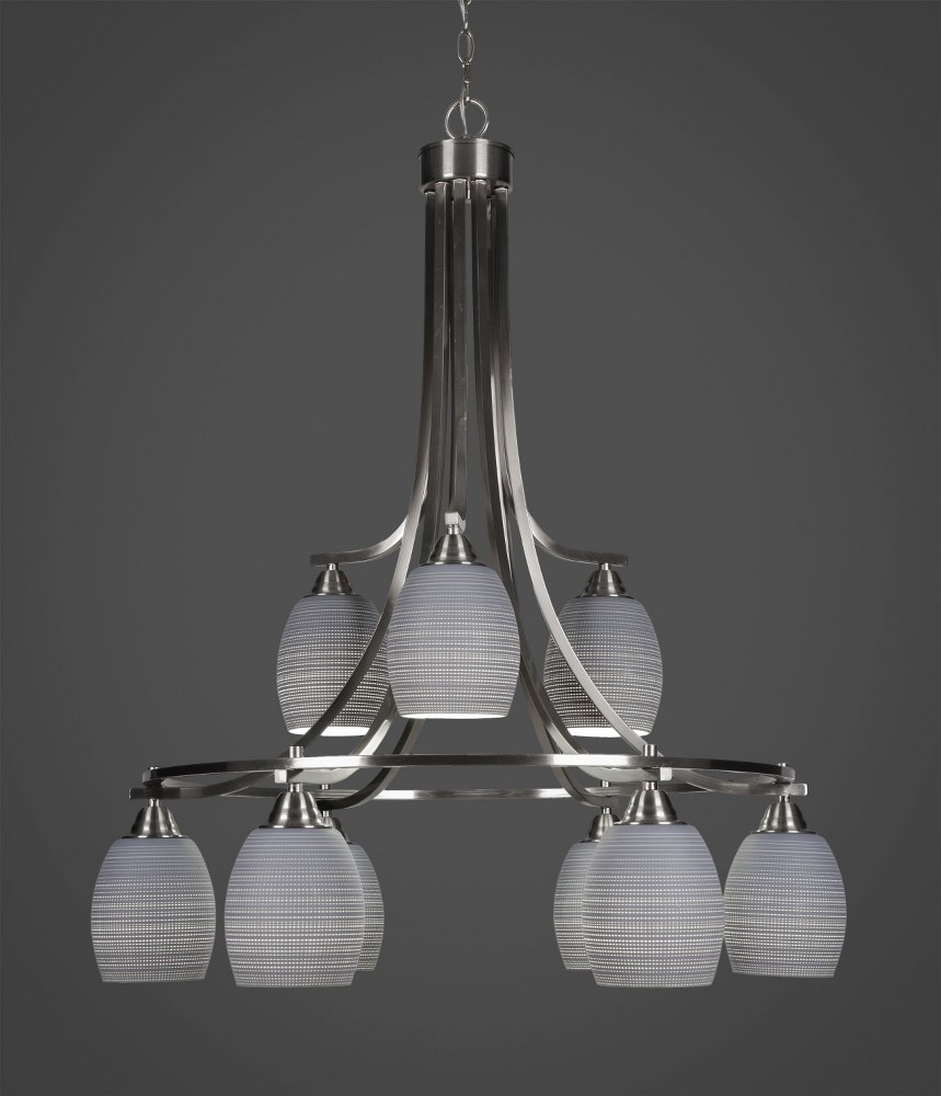 Toltec Lighting-3419-BN-4022-Paramount - 9 Light Chandelier-36 Inches Tall and 30 Inches Wide Brushed Nickel Gray Matrix Paramount - 9 Light Chandelier-36 Inches Tall and 30 Inches Wide