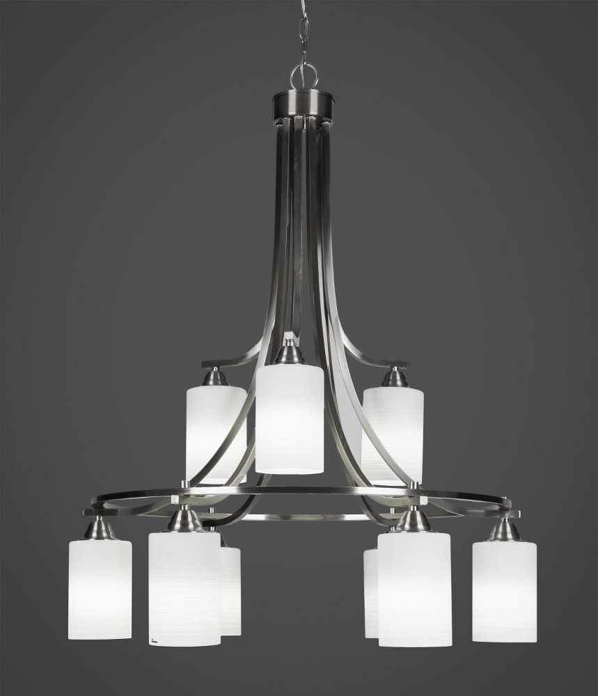 Toltec Lighting-3419-BN-4061-Paramount - 9 Light Chandelier-36.5 Inches Tall and 29 Inches Wide Brushed Nickel White Matrix Paramount - 9 Light Chandelier-36.5 Inches Tall and 29 Inches Wide