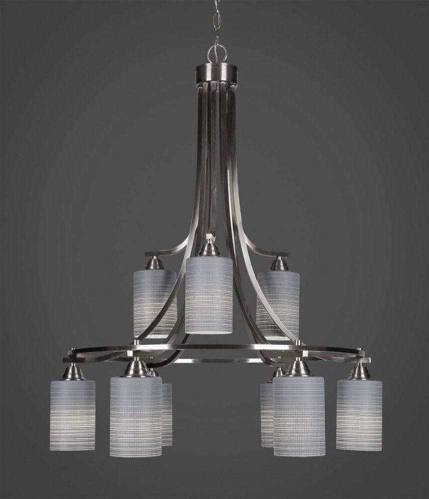 Toltec Lighting-3419-BN-4062-Paramount - 9 Light Chandelier-36.5 Inches Tall and 29 Inches Wide Brushed Nickel Gray Matrix Paramount - 9 Light Chandelier-36.5 Inches Tall and 29 Inches Wide