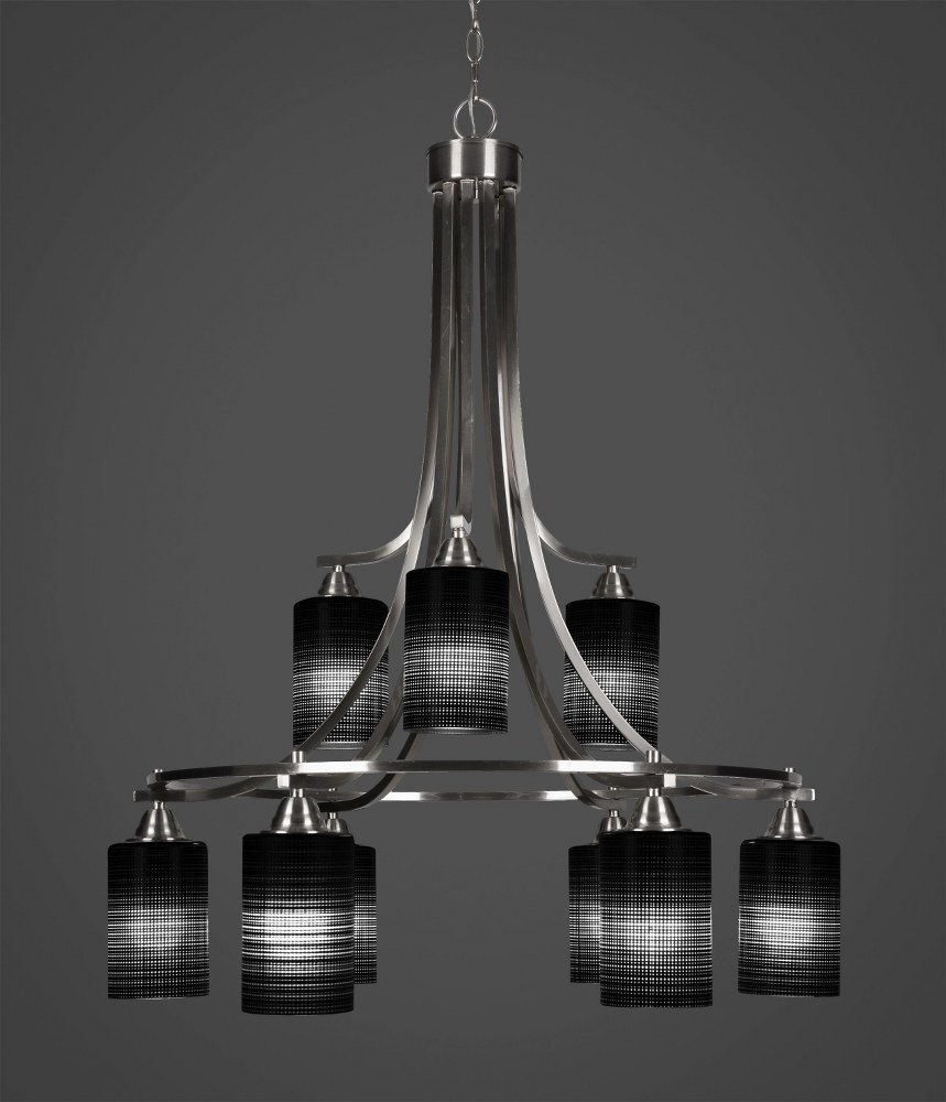 Toltec Lighting-3419-BN-4069-Paramount - 9 Light Chandelier-36.5 Inches Tall and 29 Inches Wide Brushed Nickel Black Matrix Paramount - 9 Light Chandelier-36.5 Inches Tall and 29 Inches Wide