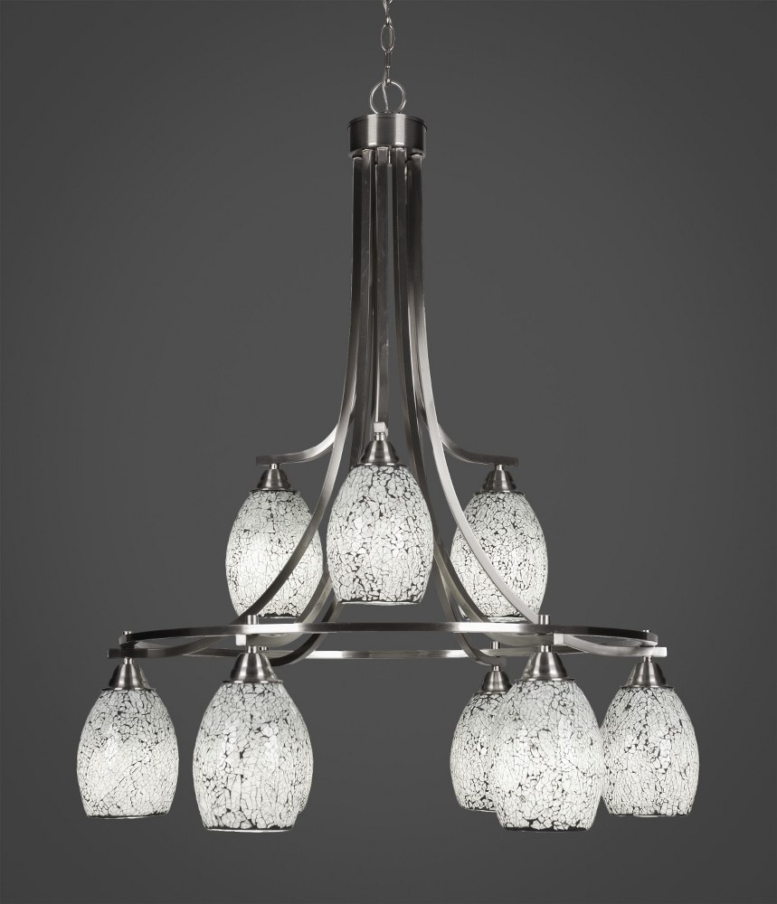 Toltec Lighting-3419-BN-4165-Paramount - 9 Light Chandelier-36.5 Inches Tall and 30 Inches Wide Brushed Nickel Black Fusion Paramount - 9 Light Chandelier-36.5 Inches Tall and 30 Inches Wide