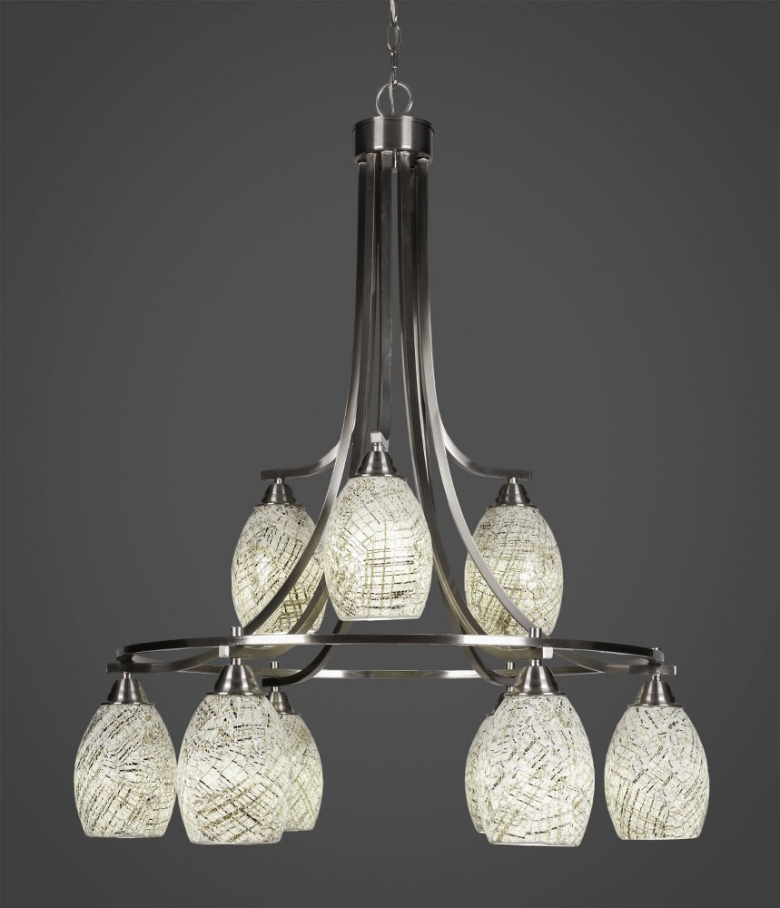 Toltec Lighting-3419-BN-5054-Paramount - 9 Light Chandelier-36.5 Inches Tall and 30 Inches Wide Brushed Nickel Natural Fusion Paramount - 9 Light Chandelier-36.5 Inches Tall and 30 Inches Wide