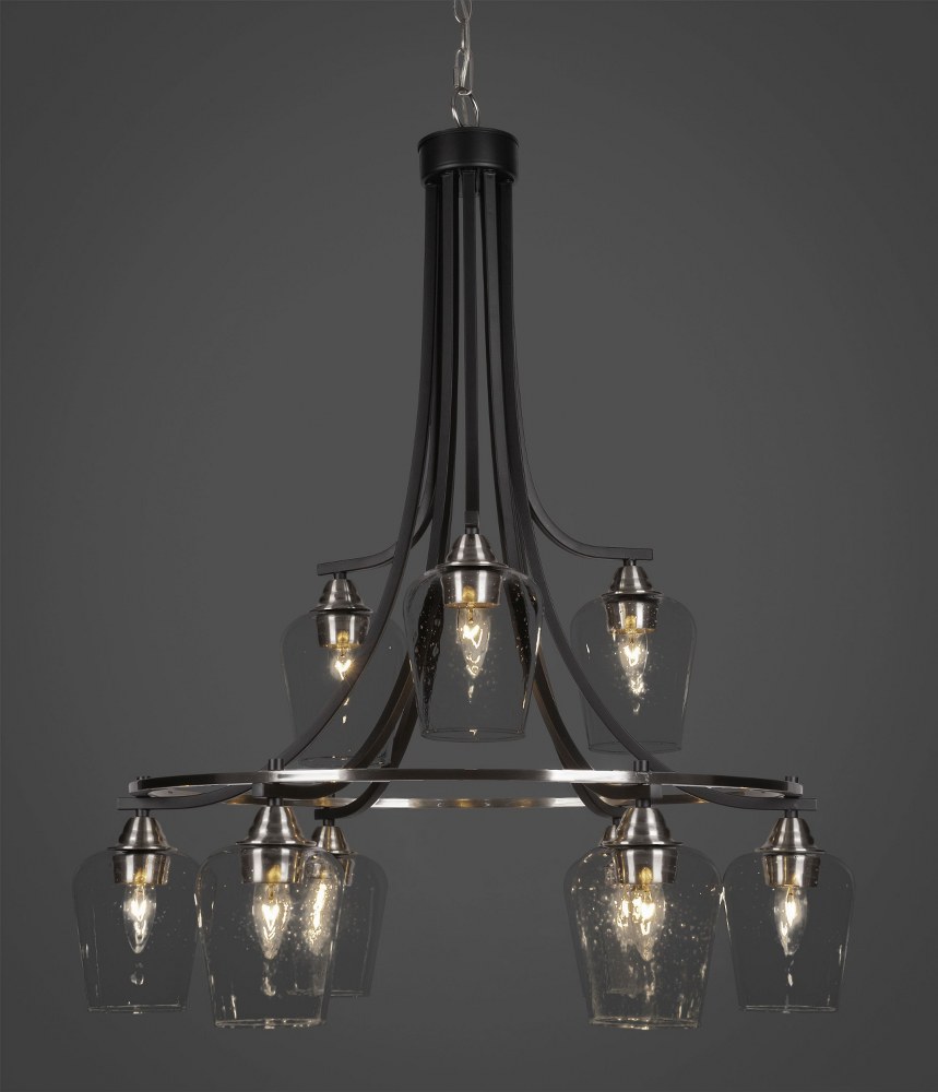 Toltec Lighting-3419-MBBN-210-Paramount - 9 Light Chandelier-36.5 Inches Tall and 30 Inches Wide Matte Black/Brushed Nickel Clear Bubble Paramount - 9 Light Chandelier-36.5 Inches Tall and 30 Inches W