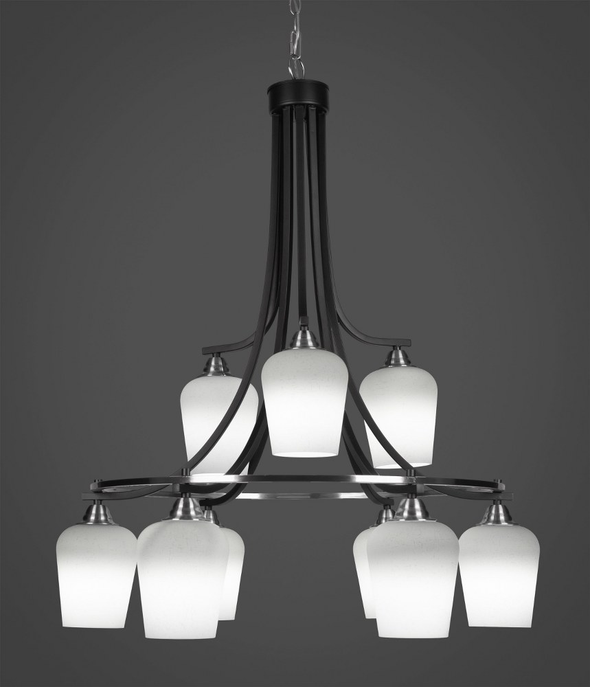 Toltec Lighting-3419-MBBN-211-Paramount - 9 Light Chandelier-36.5 Inches Tall and 30 Inches Wide Matte Black/Brushed Nickel White Muslin Paramount - 9 Light Chandelier-36.5 Inches Tall and 30 Inches W