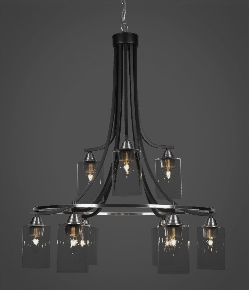 Toltec Lighting-3419-MBBN-300-Paramount - 9 Light Chandelier-36 Inches Tall and 29 Inches Wide Matte Black/Brushed Nickel Clear Bubble Paramount - 9 Light Chandelier-36 Inches Tall and 29 Inches Wide