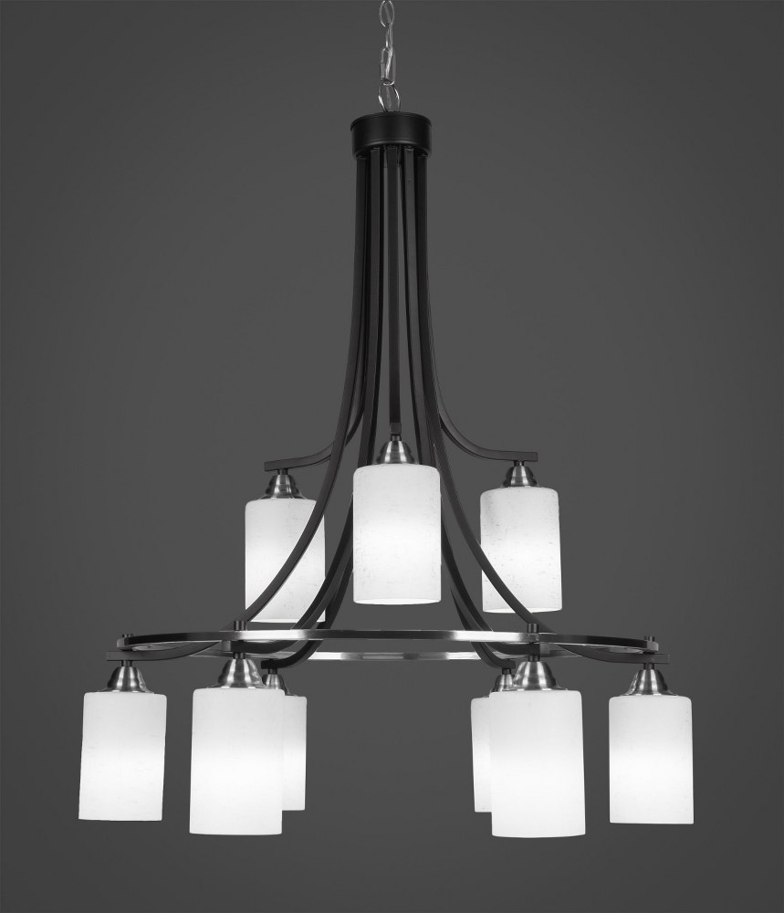 Toltec Lighting-3419-MBBN-310-Paramount - 9 Light Chandelier-36 Inches Tall and 29 Inches Wide Matte Black/Brushed Nickel White Muslin Paramount - 9 Light Chandelier-36 Inches Tall and 29 Inches Wide