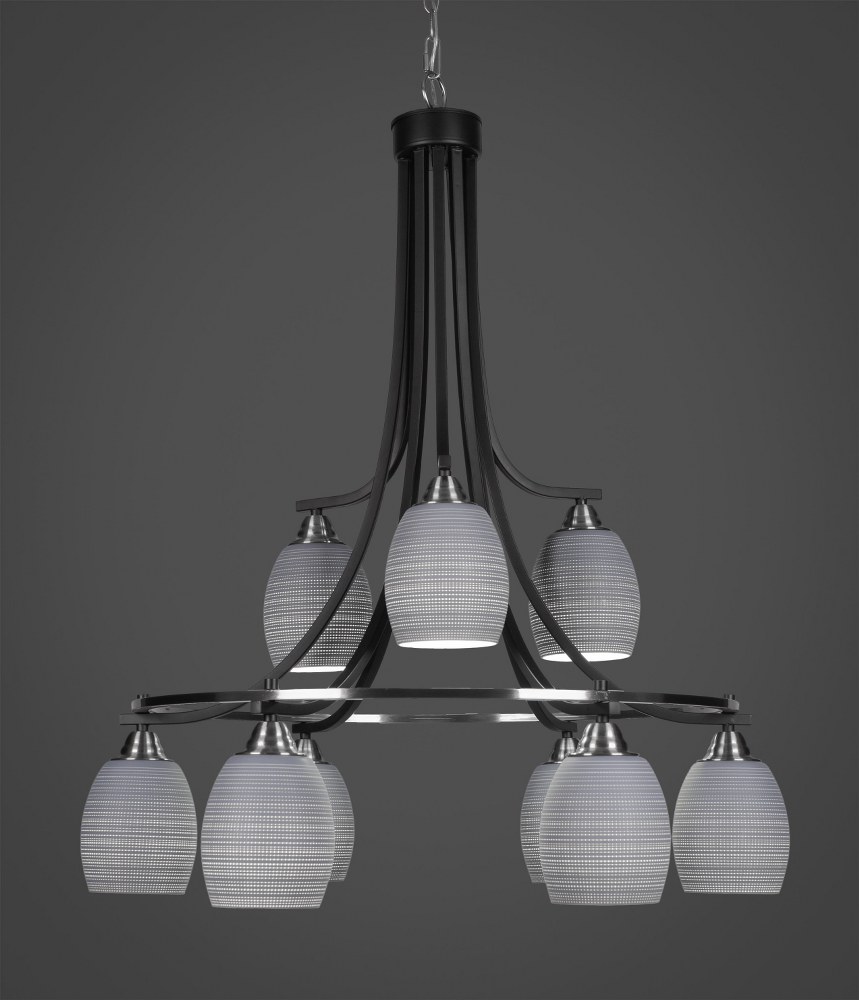 Toltec Lighting-3419-MBBN-4022-Paramount - 9 Light Chandelier-36 Inches Tall and 30 Inches Wide Matte Black/Brushed Nickel Gray Matrix Paramount - 9 Light Chandelier-36 Inches Tall and 30 Inches Wide