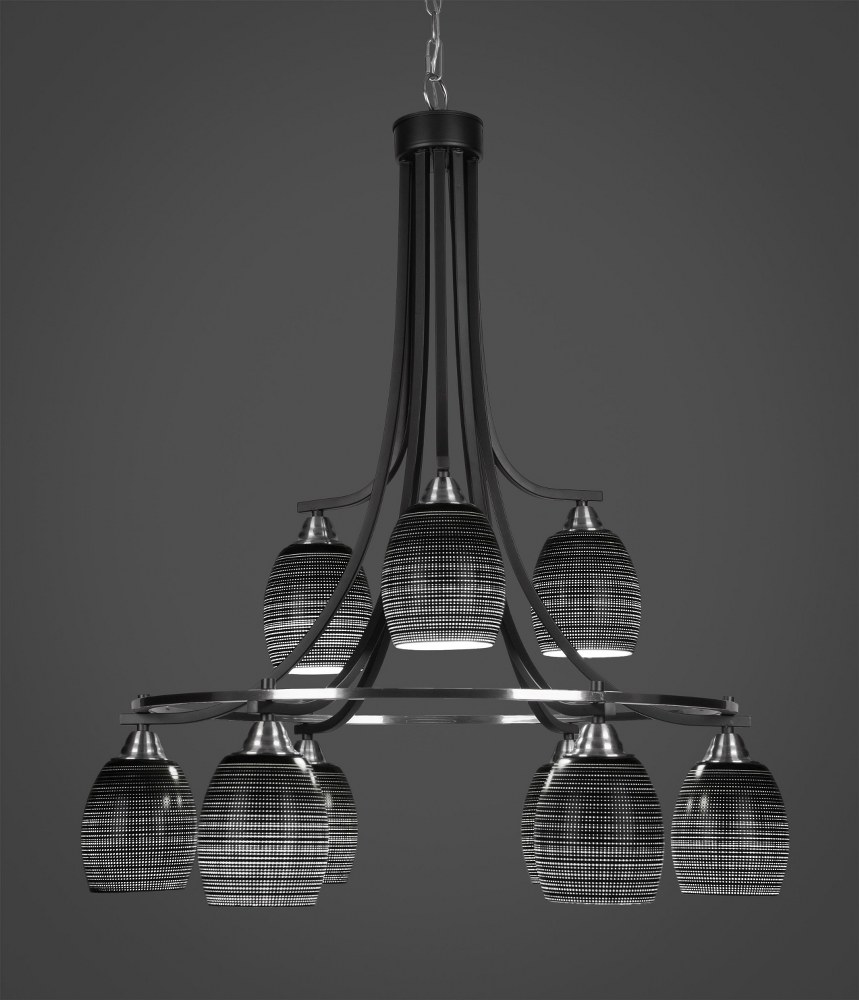 Toltec Lighting-3419-MBBN-4029-Paramount - 9 Light Chandelier-36 Inches Tall and 30 Inches Wide Matte Black/Brushed Nickel Black Matrix Paramount - 9 Light Chandelier-36 Inches Tall and 30 Inches Wide