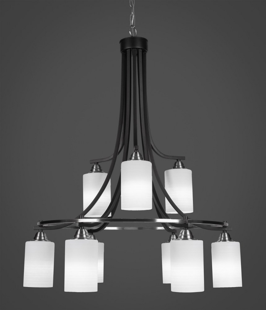 Toltec Lighting-3419-MBBN-4061-Paramount - 9 Light Chandelier-36.5 Inches Tall and 29 Inches Wide Matte Black/Brushed Nickel White Matrix Paramount - 9 Light Chandelier-36.5 Inches Tall and 29 Inches 