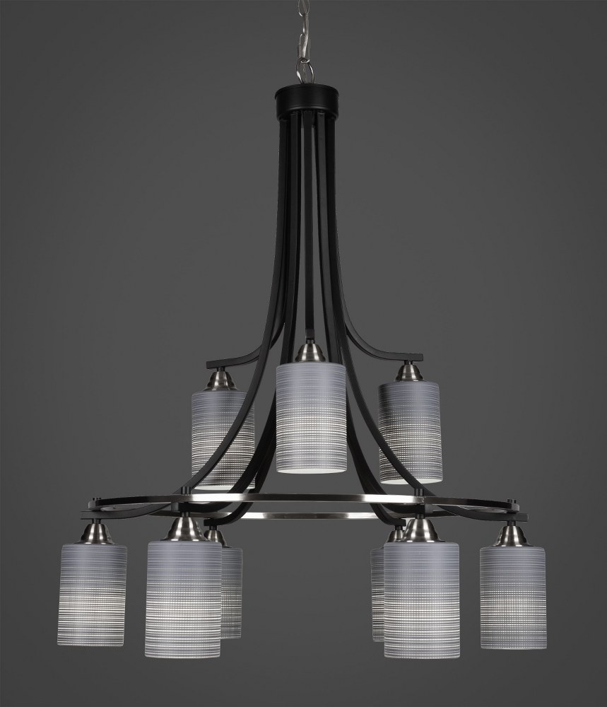 Toltec Lighting-3419-MBBN-4062-Paramount - 9 Light Chandelier-36.5 Inches Tall and 29 Inches Wide Matte Black/Brushed Nickel Gray Matrix Paramount - 9 Light Chandelier-36.5 Inches Tall and 29 Inches W