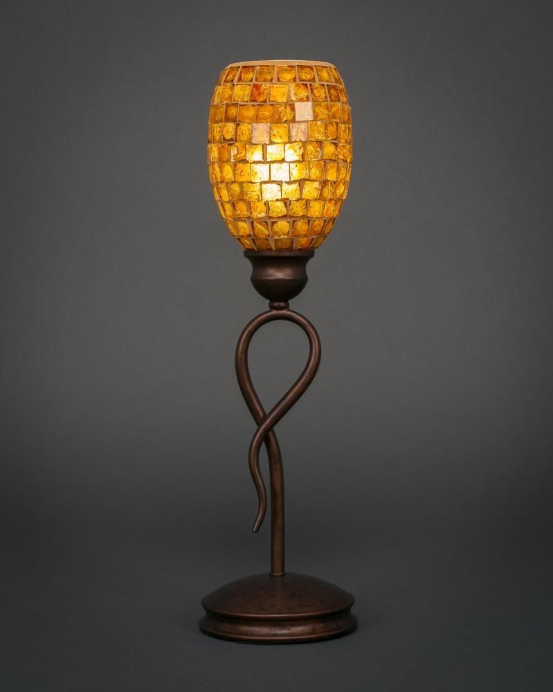 Toltec Lighting-35-BRZ-409-Leaf - 1 Light Mini Table Lamp-18.75 Inches Tall and 5 Inches Wide Bronze Copper Mosaic Leaf - 1 Light Mini Table Lamp-18.75 Inches Tall and 5 Inches Wide