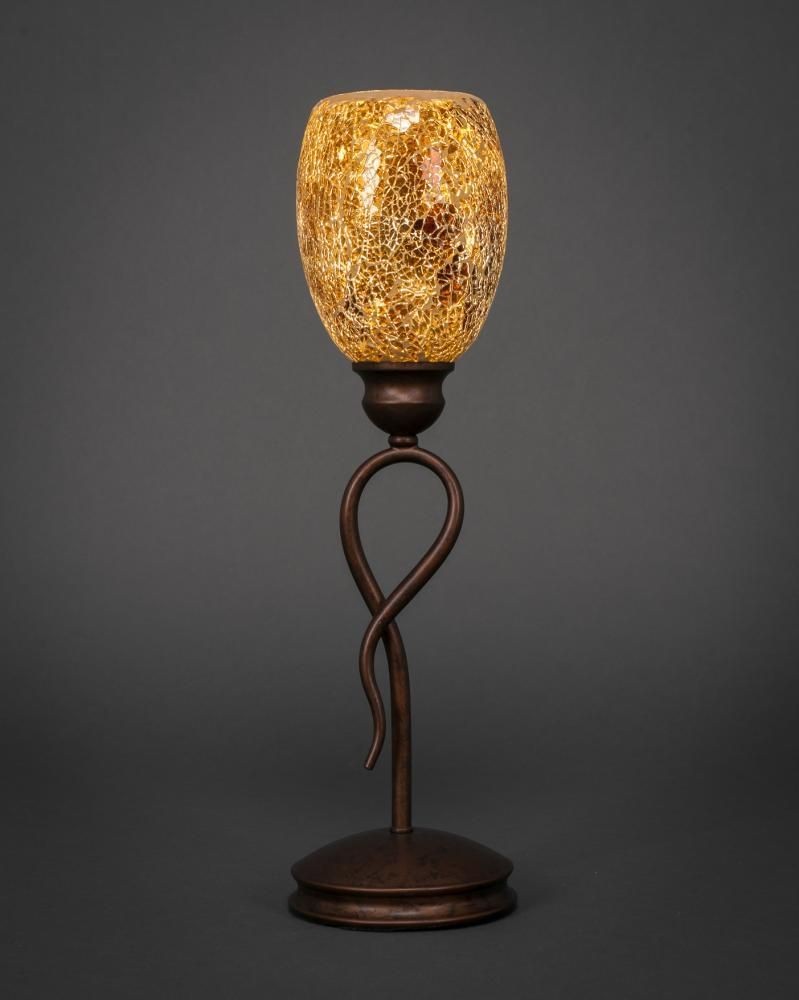 Toltec Lighting-35-BRZ-4175-Leaf - 1 Light Mini Table Lamp-18.5 Inches Tall and 5 Inches Wide Bronze Gold Fusion Bronze Finish with Cayenne Linen Glass