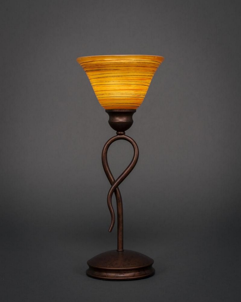 Toltec Lighting-35-BRZ-454-Leaf - 1 Light Mini Table Lamp-13.25 Inches Tall and 7 Inches Wide Bronze Firre Saturn Leaf - 1 Light Mini Table Lamp-13.25 Inches Tall and 7 Inches Wide