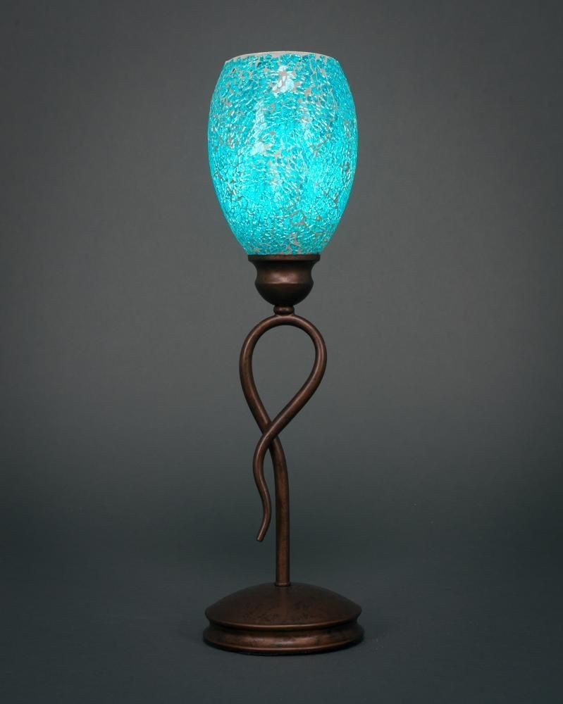 Toltec Lighting-35-BRZ-5055-Leaf - 1 Light Mini Table Lamp-19 Inches Tall and 5 Inches Wide Bronze Turquoise Fusion Leaf - 1 Light Mini Table Lamp-19 Inches Tall and 5 Inches Wide