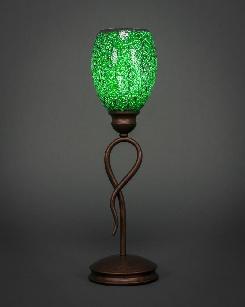 Toltec Lighting-35-BRZ-5057-Leaf - 1 Light Mini Table Lamp-19 Inches Tall and 5 Inches Wide Bronze Green Fusion Leaf - 1 Light Mini Table Lamp-19 Inches Tall and 5 Inches Wide