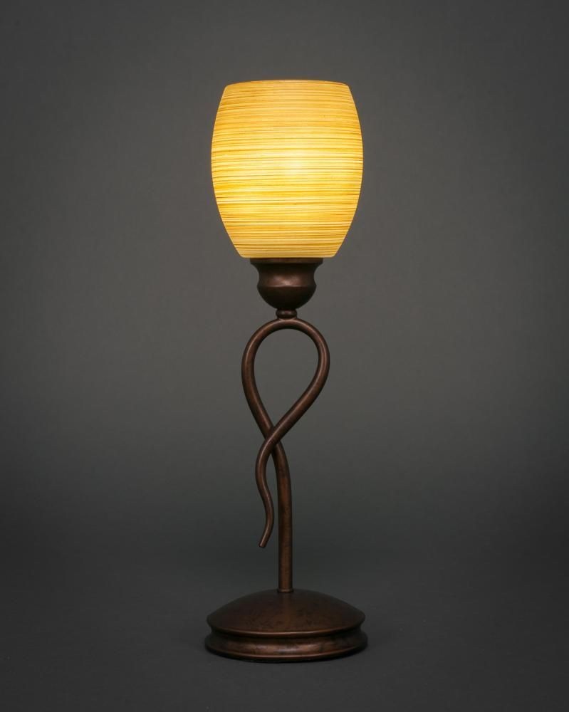 Toltec Lighting-35-BRZ-625-Leaf - 1 Light Mini Table Lamp-18 Inches Tall and 5 Inches Wide Bronze Cayenne Linen Leaf - 1 Light Mini Table Lamp-18 Inches Tall and 5 Inches Wide