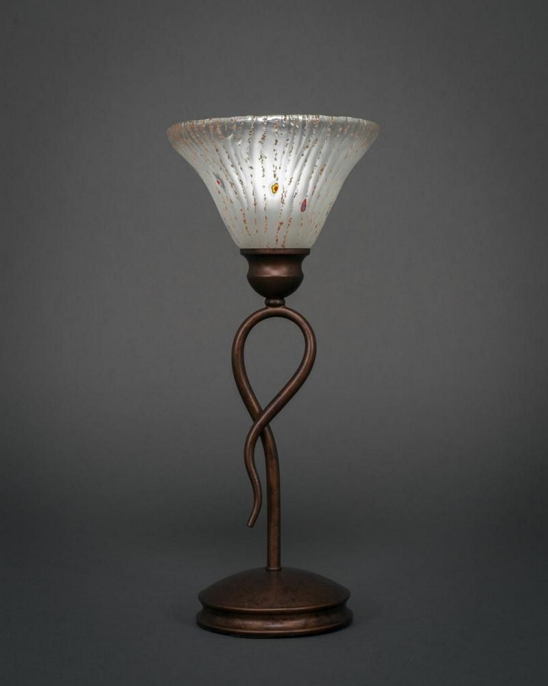 Toltec Lighting-35-BRZ-751-Leaf - 1 Light Mini Table Lamp-13.25 Inches Tall and 7 Inches Wide Bronze Frosted Crystal Leaf - 1 Light Mini Table Lamp-13.25 Inches Tall and 7 Inches Wide