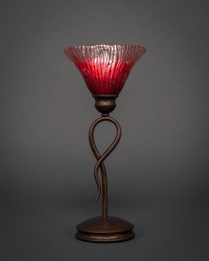 Toltec Lighting-35-BRZ-756-Leaf - 1 Light Mini Table Lamp-13.25 Inches Tall and 7 Inches Wide Bronze Raspberry Crystal Leaf - 1 Light Mini Table Lamp-13.25 Inches Tall and 7 Inches Wide