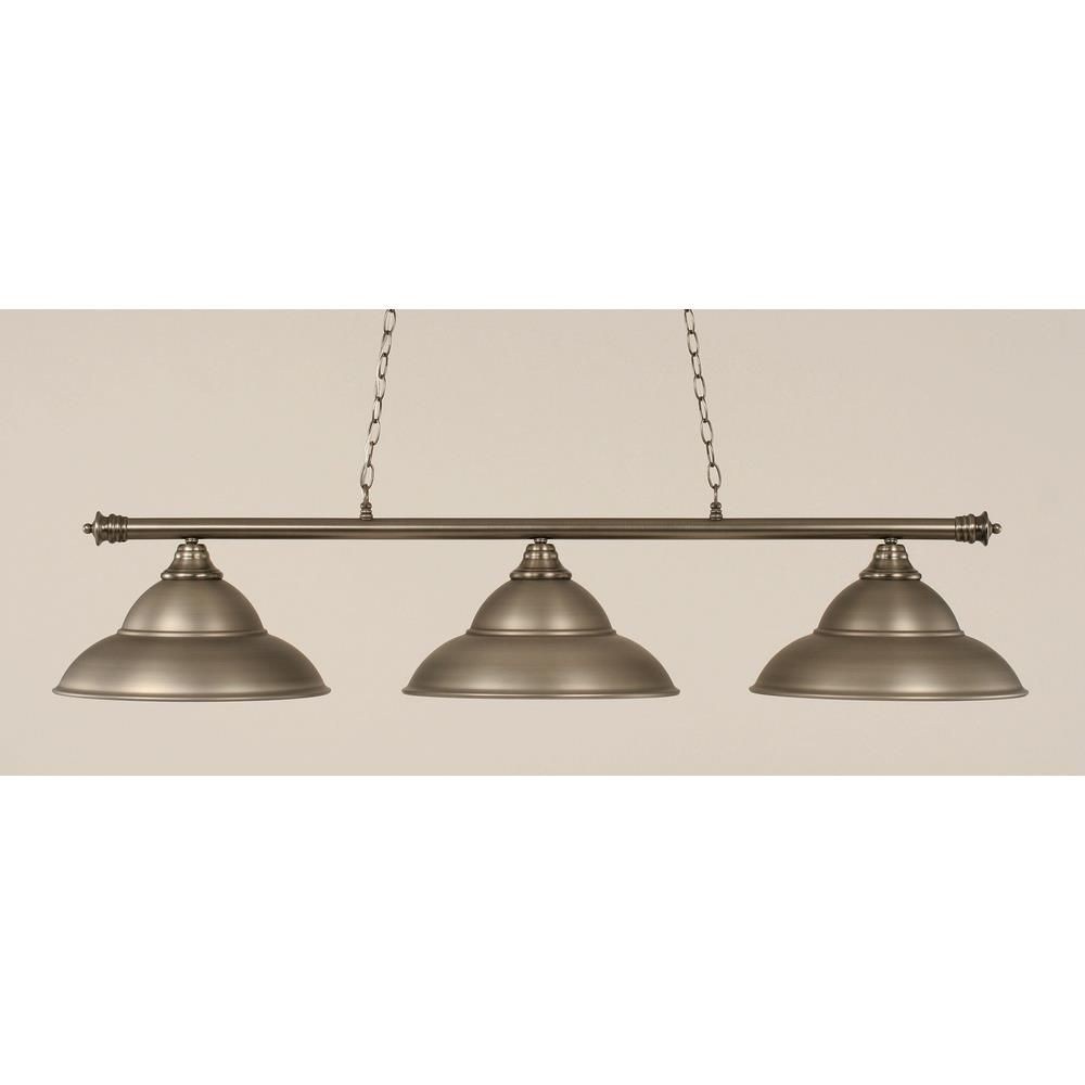 Toltec Lighting-373-BN-429-BN-Oxford - 3 Light Billiard/Island-12 Inches Tall and 16 Inches Wide Brushed Nickel Brushed Nickel Brushed Nickel Finish with Brushed Nickel Double Bubble Metal Shade